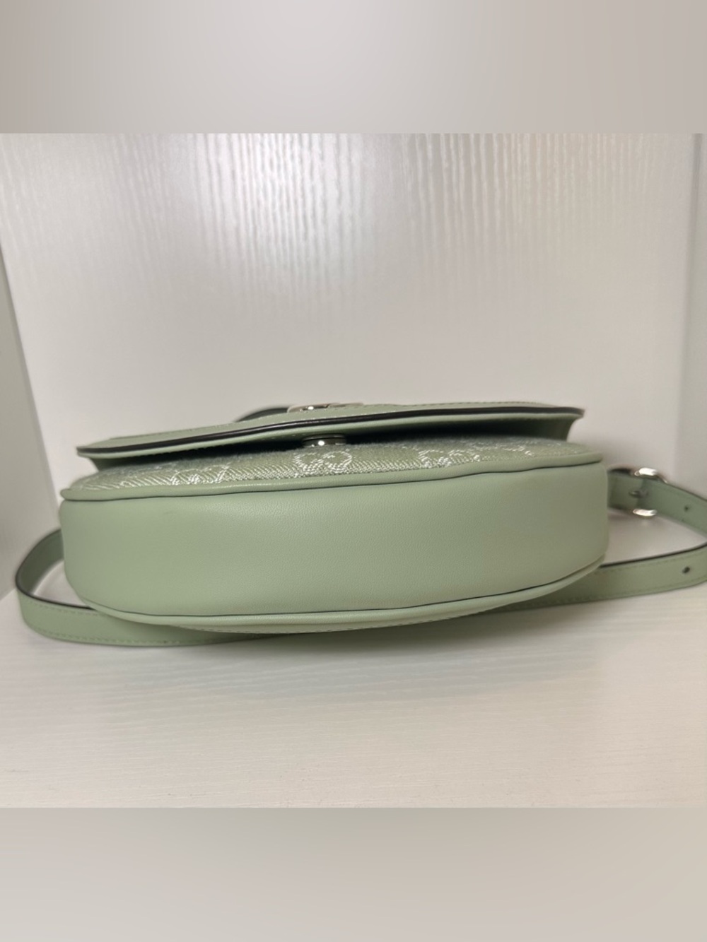 Gucci Mint Green GG Canvas Saddle Crossbody - Picture 3 of 9